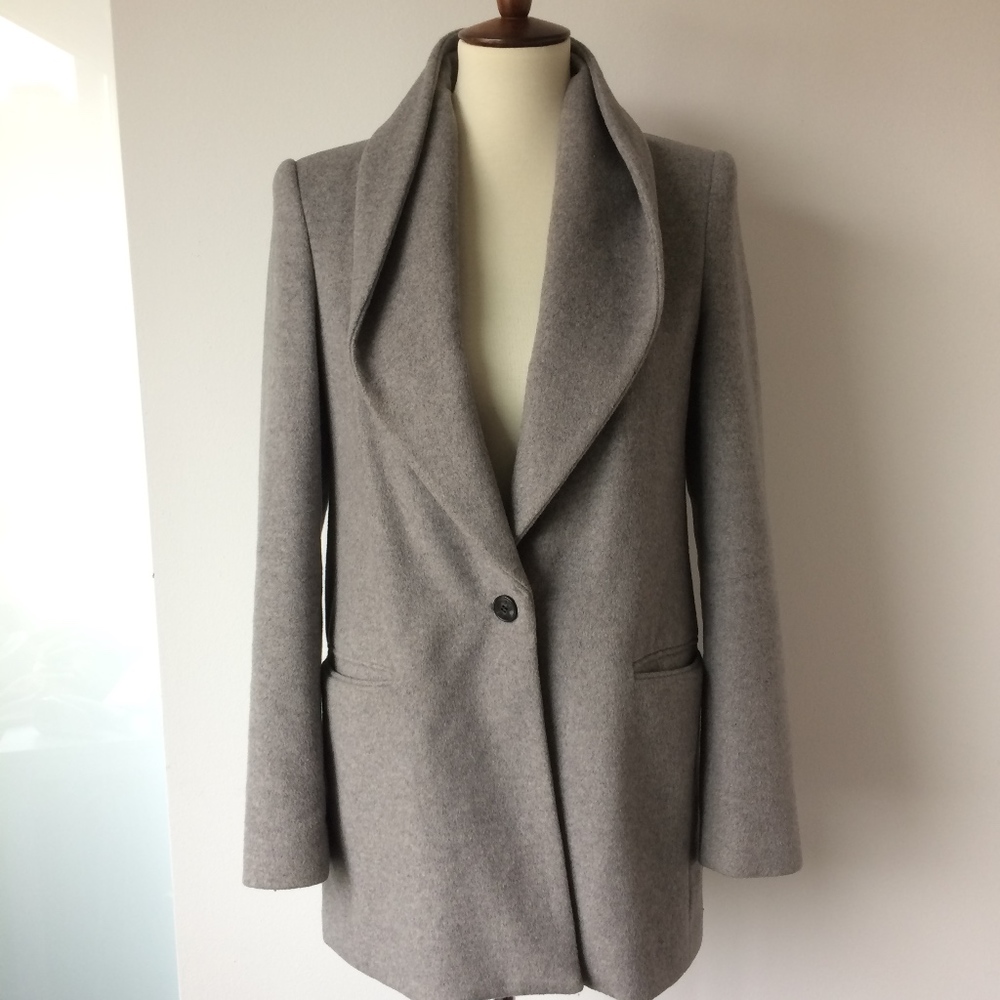Halston Heritage Gray Drape Collar Jacket Sz Small